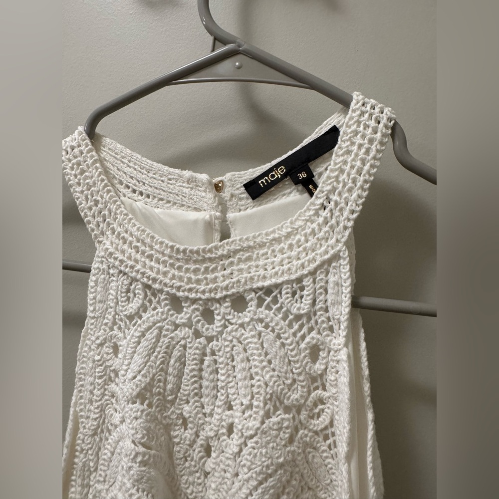 Maje White knit midi dress Lace Halter-Style Maxi Dress - Picture 8 of 11
